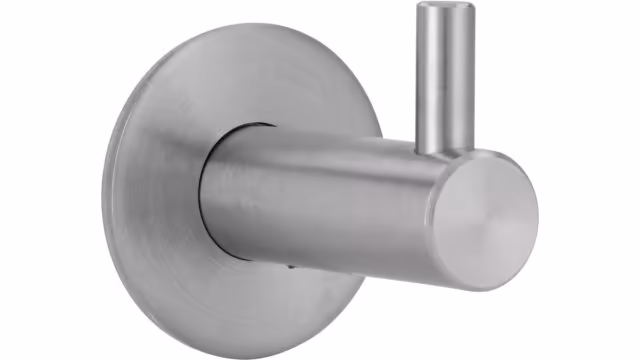 Haken Nottuln Edelstahl fein geschliffen V2 - 38 mm lang vor weißem Hintergrund