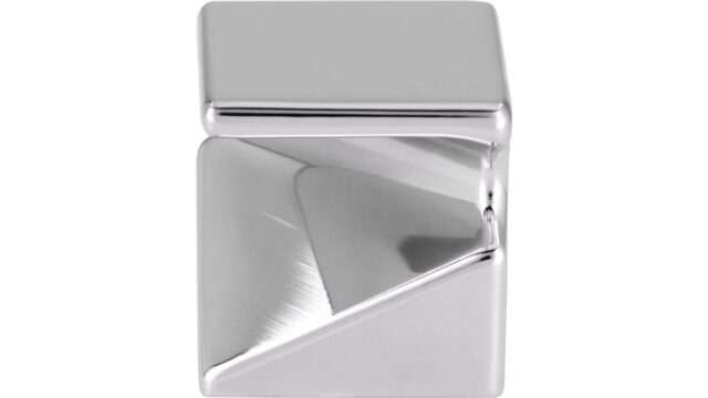 Knopf Harsewinkel Druckguss chrom glänzend - 30 mm lang vor weißem Hintergrund