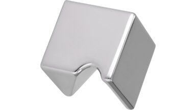 Knopf Harsewinkel Druckguss chrom glänzend - 30 mm lang  vor weißem Hintergrund