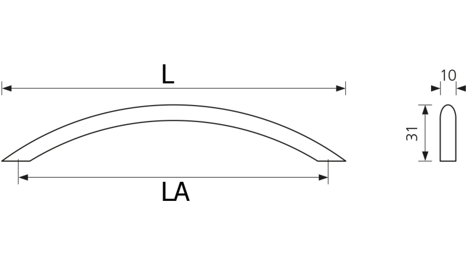 Segmentbogengriff Aichach Stahl schwarz - 119 mm lang  vor weißem Hintergrund
