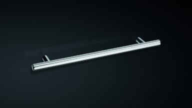 Stangengriff Burscheid Stahl verchromt matt - 136 mm lang  vor weißem Hintergrund