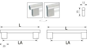Stangengriff Markranstädt Aluminium silber eloxiert - 126 mm lang  vor weißem Hintergrund
