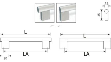 Stangengriff Markranstädt Aluminium silber eloxiert - 126 mm lang  vor weißem Hintergrund