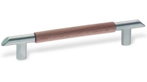 Stangengriff Solingen Zamak verchromt matt / Buche lackiert - 178 mm lang  vor weißem Hintergrund