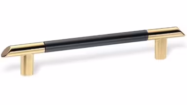 Stangengriff Solingen Zamak vergoldet poliert / Stahl anthrazitmetallic - 178 mm lang vor weißem Hintergrund