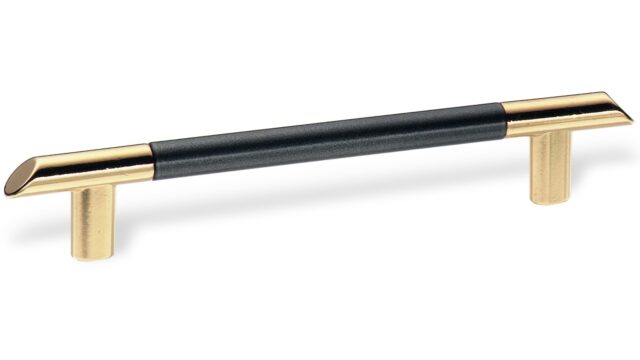 Stangengriff Solingen Zamak vergoldet poliert / Stahl anthrazitmetallic - 178 mm lang vor weißem Hintergrund