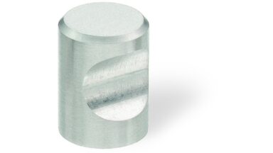 Zylinderknopf Rüdersdorf Aluminium silber eloxiert - 18 mm lang  vor weißem Hintergrund