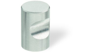 Zylinderknopf Rüdersdorf Aluminium silber eloxiert - 20 mm lang  vor weißem Hintergrund