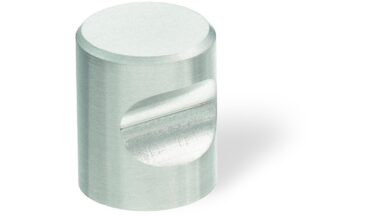 Zylinderknopf Rüdersdorf Aluminium silber eloxiert - 25 mm lang  vor weißem Hintergrund