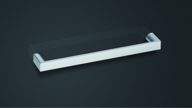 Design-Bügelgriff Ansbach Zamak verchromt poliert - 40 mm lang  vor weißem Hintergrund