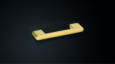 Design-Bügelgriff Buchholz Zamak verchromt matt - 158 mm lang  vor weißem Hintergrund