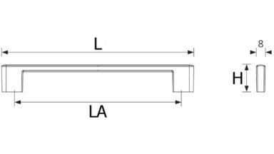 Design-Bügelgriff Buchholz Zamak verchromt matt - 158 mm lang  vor weißem Hintergrund