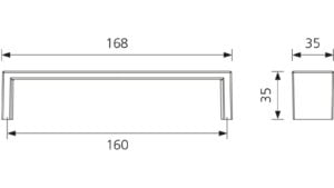 Design-Bügelgriff Erkelenz Zamak verchromt matt - 168 mm lang  vor weißem Hintergrund