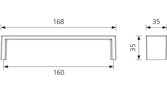 Design-Bügelgriff Erkelenz Zamak verchromt matt - 168 mm lang  vor weißem Hintergrund