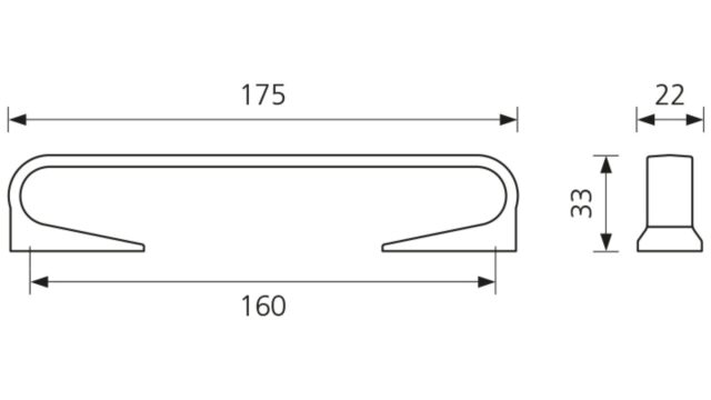 Design-Bügelgriff Helmstedt Zamak zinn antik - 175 mm lang  vor weißem Hintergrund