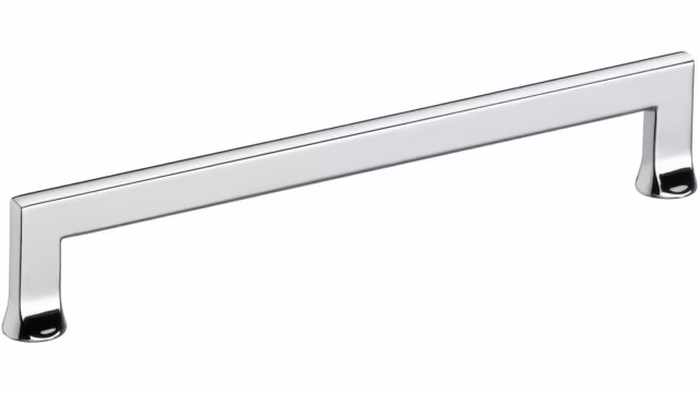 Design-Bügelgriff Herdecke Zamak verchromt poliert - 174 mm lang vor weißem Hintergrund