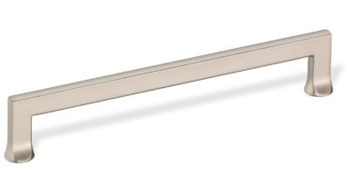 Design-Bügelgriff Herdecke Zamak edelstahlfinish - 174 mm lang vor weißem Hintergrund