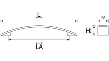 Design-Segmentbogengriff Bad-Mergentheim Zamak verchromt matt - 202 mm lang  vor weißem Hintergrund