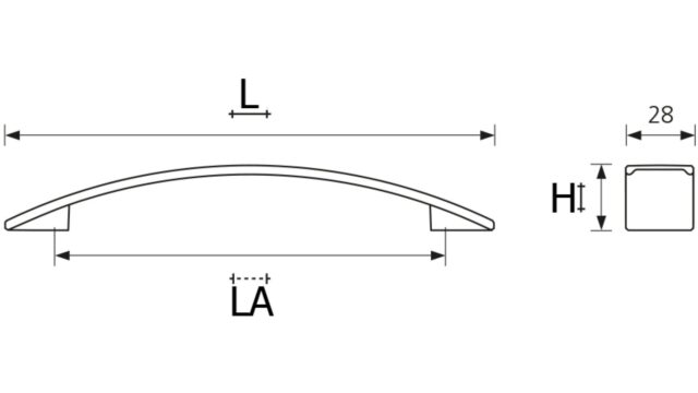 Design-Segmentbogengriff Bad-Mergentheim Zamak verchromt matt - 202 mm lang  vor weißem Hintergrund