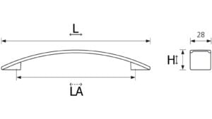 Design-Segmentbogengriff Bad-Mergentheim Zamak edelstahlfinish - 202 mm lang  vor weißem Hintergrund