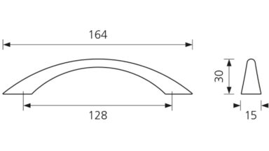 Design-Segmentbogengriff Brandenburg Zamak vernickelt matt - 162 mm lang  vor weißem Hintergrund