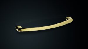 Design-Segmentbogengriff Frankenthal Zamak verchromt matt - 139 mm lang  vor weißem Hintergrund