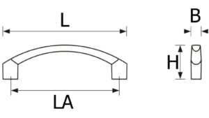 Design-Segmentbogengriff Frankenthal Zamak verchromt matt - 139 mm lang  vor weißem Hintergrund