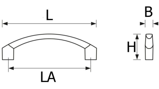 Design-Segmentbogengriff Frankenthal Zamak verchromt matt - 139 mm lang  vor weißem Hintergrund