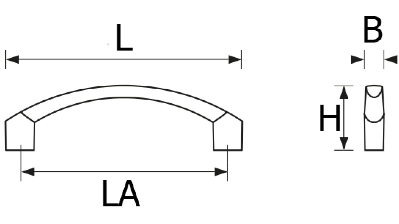 Design-Segmentbogengriff Frankenthal Zamak verchromt matt - 139 mm lang  vor weißem Hintergrund