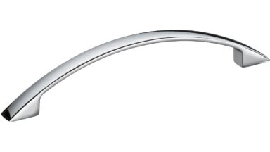 Design-Segmentbogengriff Starnberg Zamak verchromt poliert - 156 mm lang vor weißem Hintergrund