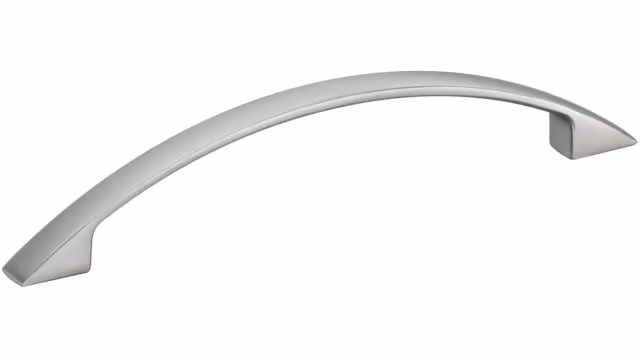 Design-Segmentbogengriff Starnberg Zamak edelstahlfinish - 156 mm lang vor weißem Hintergrund
