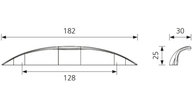 Designgriff Bamberg Zamak edelstahlfinish - 182 mm lang  vor weißem Hintergrund