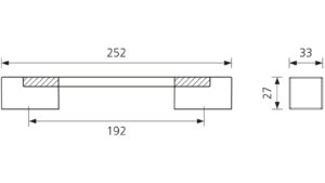 Designgriff Garmisch-Partenkirchen Zamak matt chrom / Kernbuche lackiert - 252 mm lang  vor weißem Hintergrund