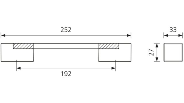 Designgriff Garmisch-Partenkirchen Zamak matt chrom / Kernbuche lackiert - 252 mm lang  vor weißem Hintergrund