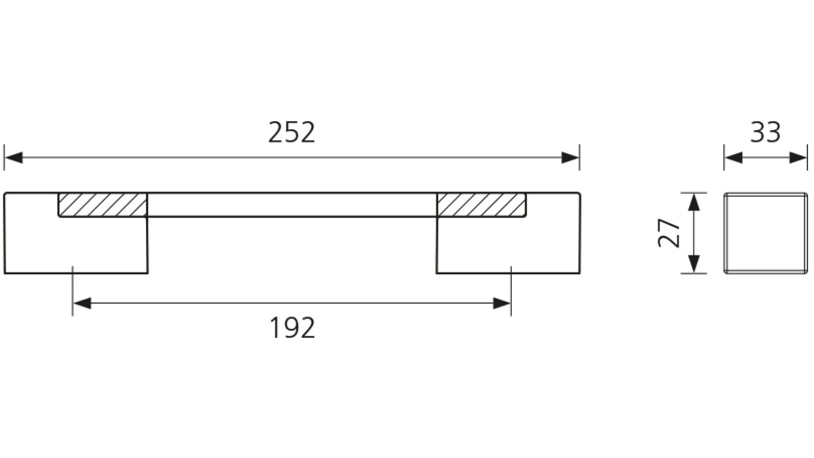 Designgriff Garmisch-Partenkirchen Zamak matt chrom / Kernbuche lackiert - 252 mm lang  vor weißem Hintergrund
