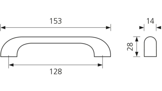 Designgriff Hilpoltstein Buche roh geschliffen - 153 mm lang  vor weißem Hintergrund