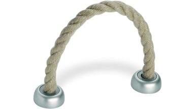 Designgriff Saarwellingen Kunststoff silber / Seil - 165 mm lang vor weißem Hintergrund