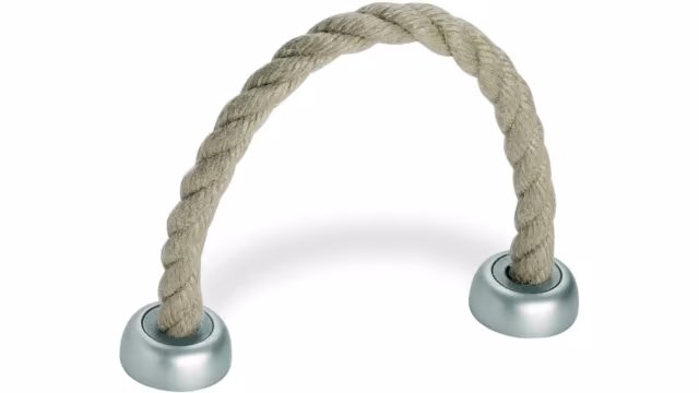 Designgriff Saarwellingen Kunststoff silber / Seil - 165 mm lang vor weißem Hintergrund