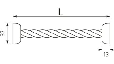 Designgriff Saarwellingen Kunststoff silber / Seil - 165 mm lang  vor weißem Hintergrund