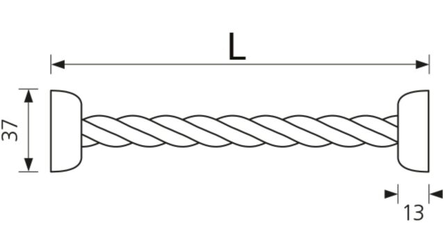 Designgriff Saarwellingen Kunststoff silber / Seil - 165 mm lang  vor weißem Hintergrund