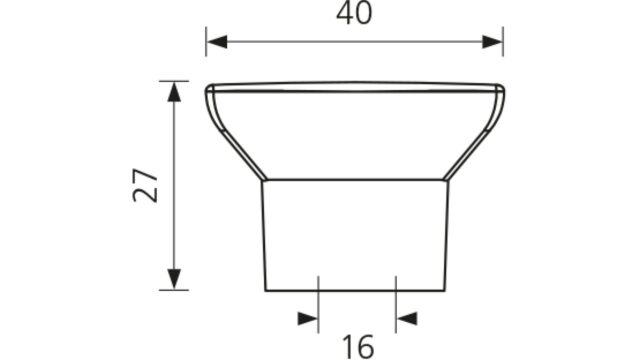 Designgriff Wetzlar Zamak verchromt poliert - 40 mm lang  vor weißem Hintergrund