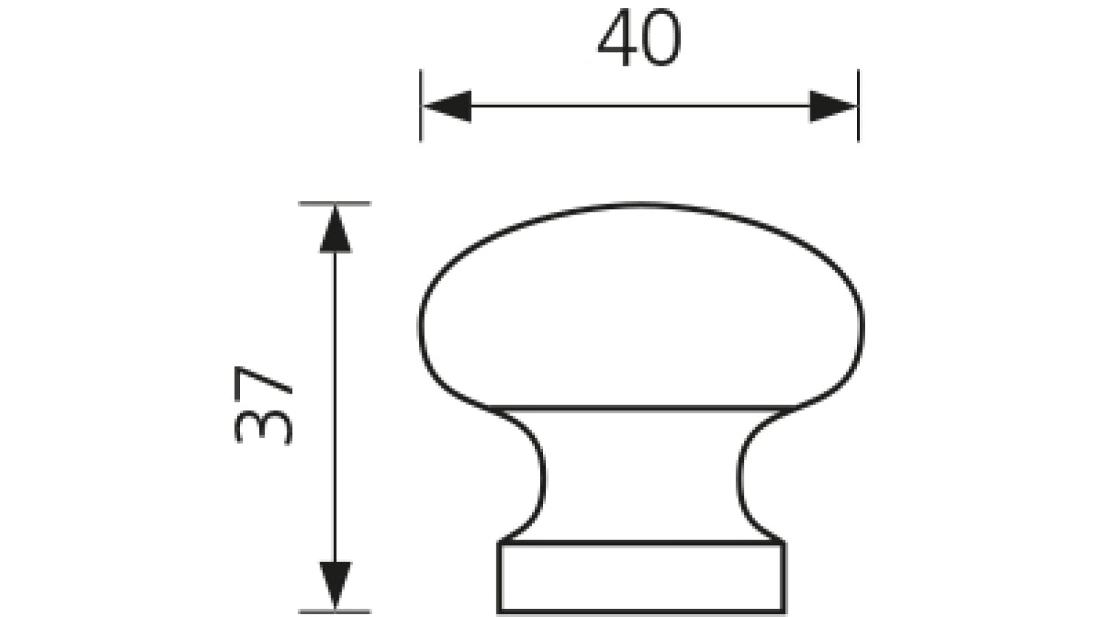 Designknopf-Eppstein-buche-Holz-laenge-40-SW-205992-technische-zeichnung Designknopf Eppstein Buche roh geschliffen - 40 mm lang vor weißem Hintergrund