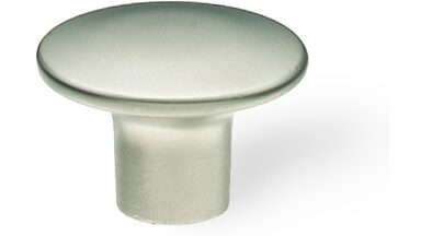 Designknopf Leverkusen Zamak vernickelt matt - 32 mm lang vor weißem Hintergrund