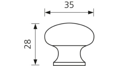 Designknopf Schönefeld Buche roh geschliffen - 35 mm lang  vor weißem Hintergrund