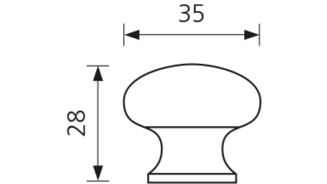Designknopf Schönefeld Buche roh geschliffen - 35 mm lang  vor weißem Hintergrund