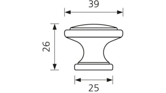 Designknopf Vaihingen Zamak messing brüniert - 39 mm lang  vor weißem Hintergrund