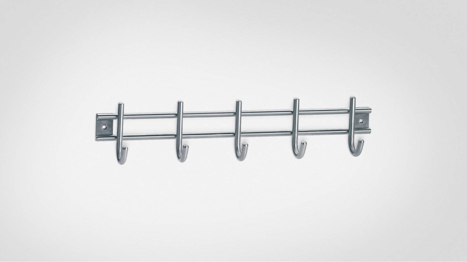 Hakenleiste Schwentinental Edelstahl gebürstet - 380 mm lang  vor weißem Hintergrund