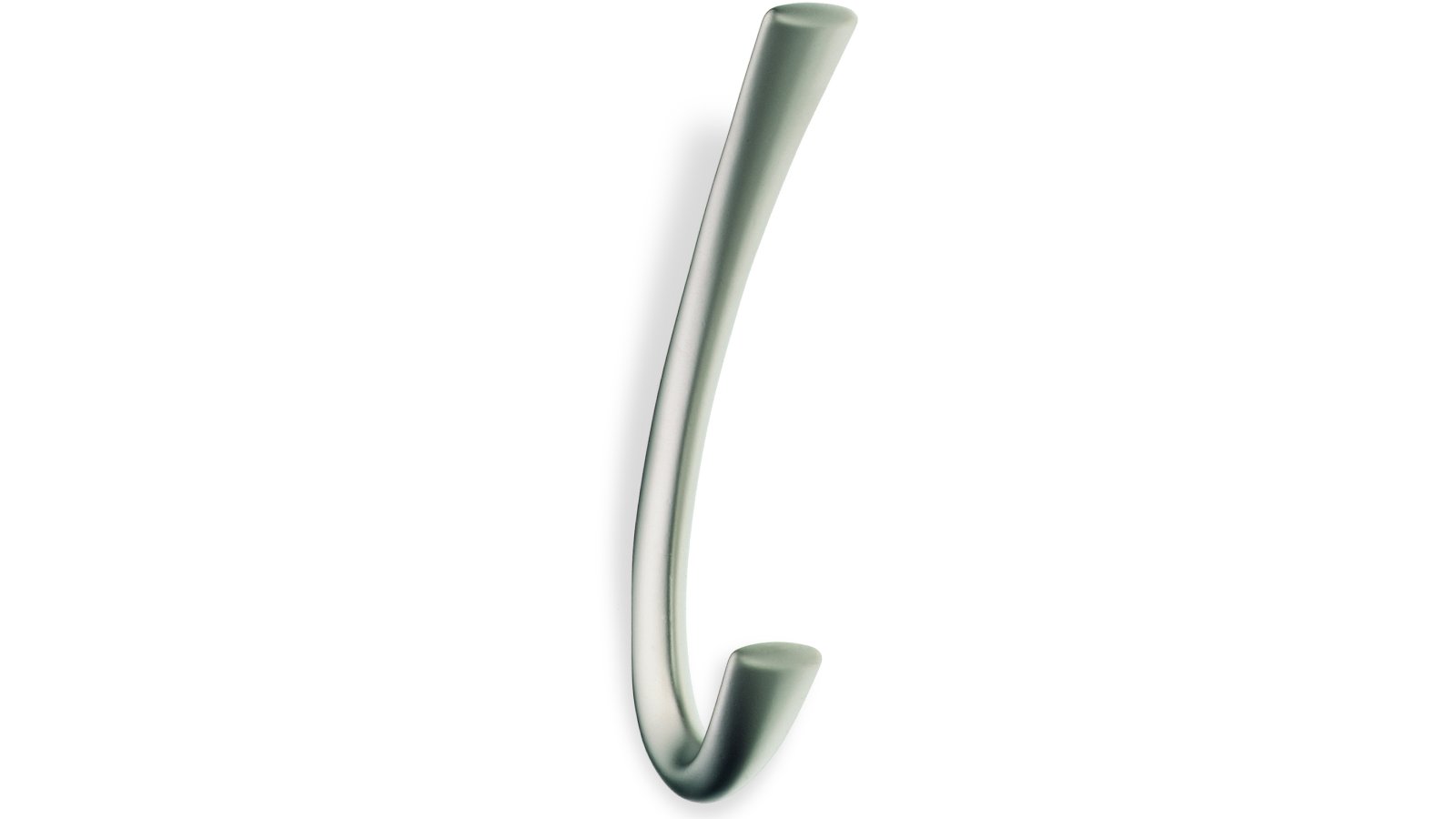 Hut- u. Mantelhaken Langenhagen Zamak vernickelt matt - 70 mm lang  vor weißem Hintergrund