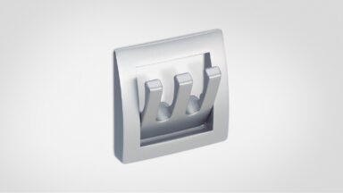 Klapphaken Overath Zamak / Kunststoff silber lackiert - 56 mm lang  vor weißem Hintergrund