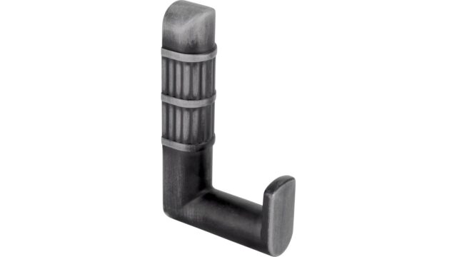 Haken Stroh-Hook Druckguss eisenfarbig gebürstet matt - 80 mm lang  vor weißem Hintergrund